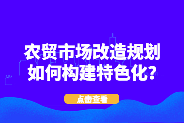 农贸市场改造规划如何构建特色化？