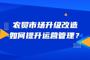 农贸市场升级改造,如何提升运营管理?