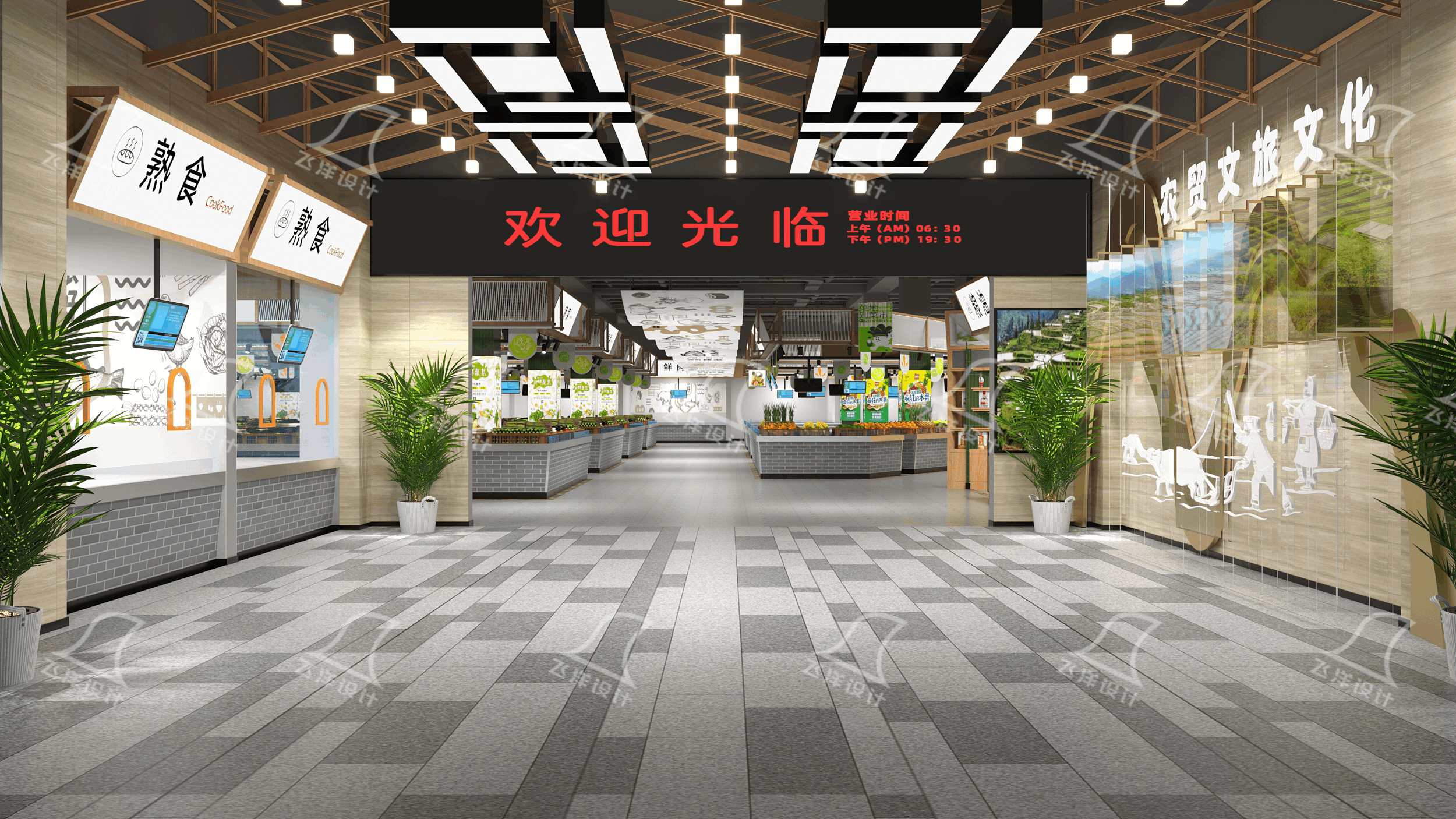 农贸市场改造_熟食摊位设计效果图_01